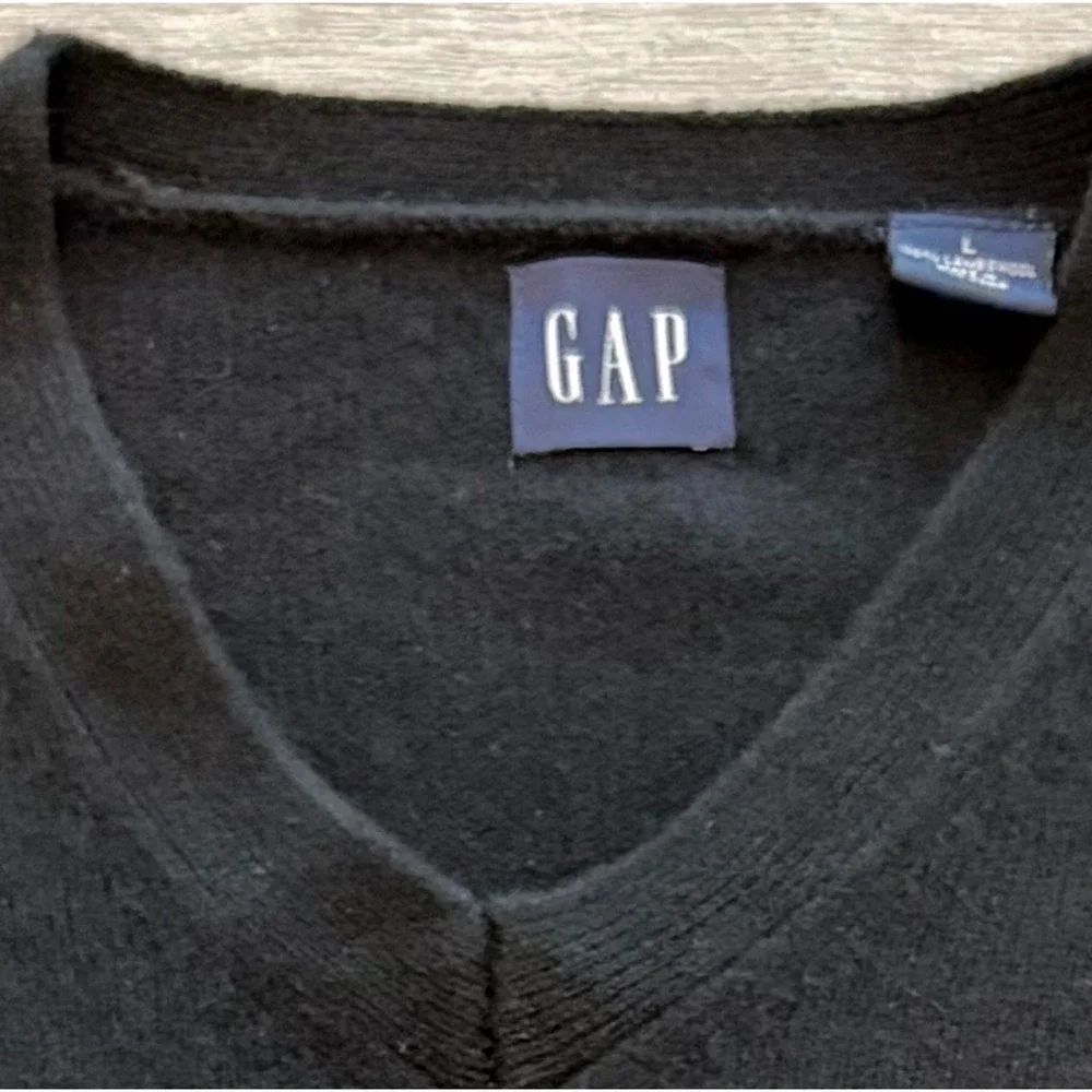 GAP Mens 100% Lambswool Sweater Vest Black